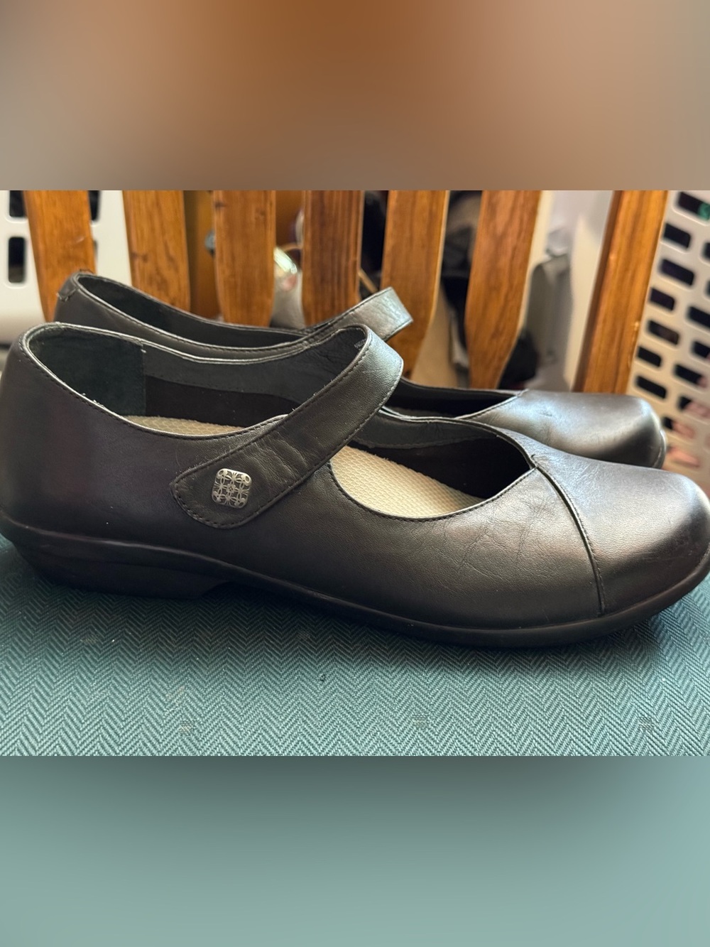 Dansko Opal Mary Jane Flats in Black Leather, 12